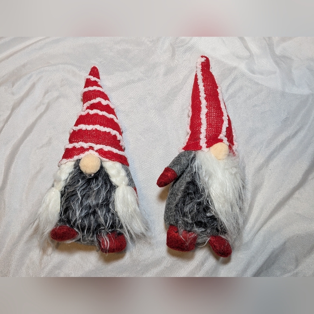 2 Holiday Gnomes - Plush And Weighted Gray, White,‎ Cream, And Red